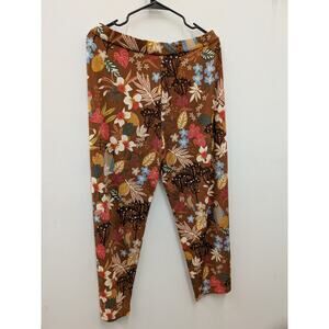 Susan Graver Women’s Tropical Floral Pull-On Leggings Brown Multi Plus Size LP